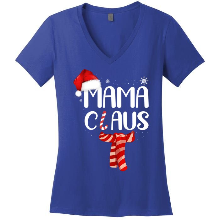 Funny Santa Mama Claus Christmas Family Matching Pajama Gift Women's V-Neck T-Shirt