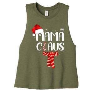 Funny Santa Mama Claus Christmas Family Matching Pajama Gift Women's Racerback Cropped Tank