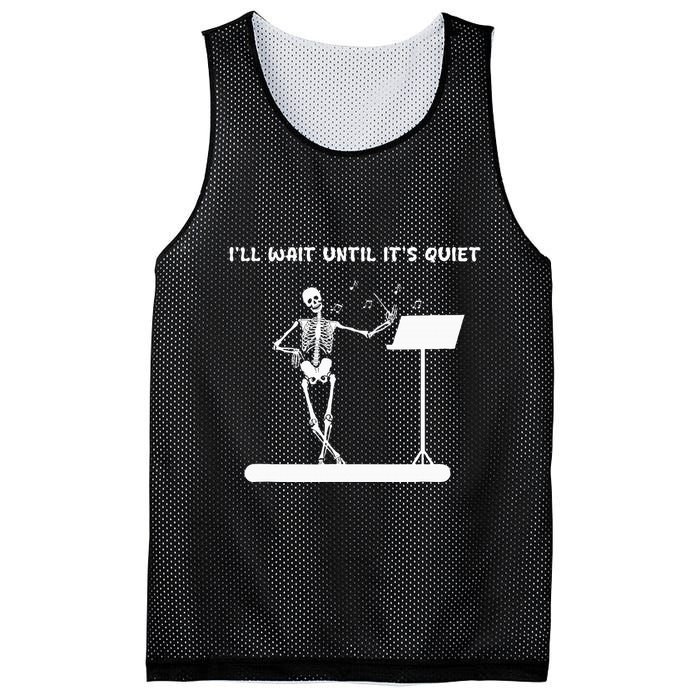 Funny Skeleton Music Teacher ILl Wait Until ItS Quiet Mesh Reversible Basketball Jersey Tank