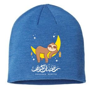 Funny S Moon Sloth Ramadan Kareem Ramadan Mubarak Eid Cool Gift Sustainable Beanie