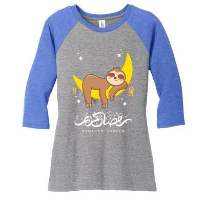 Funny S Moon Sloth Ramadan Kareem Ramadan Mubarak Eid Cool Gift Women's Tri-Blend 3/4-Sleeve Raglan Shirt