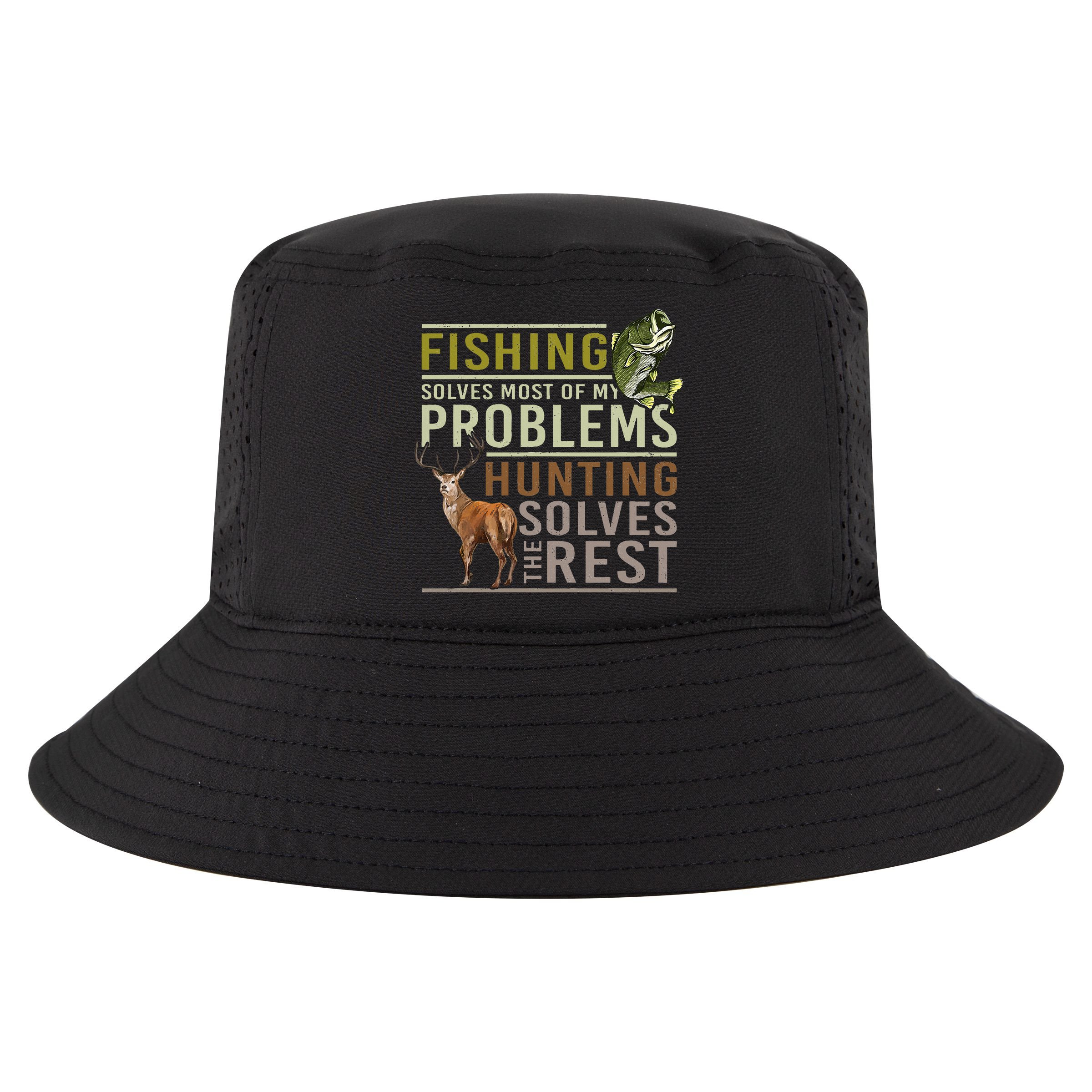 Fishing Solves Most Of My Problems Hunting Cool Comfort Performance Bucket Hat