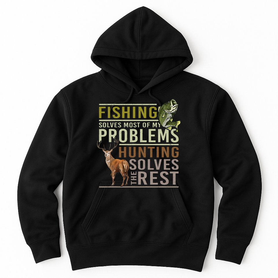 Fishing Solves Most Of My Problems Hunting Hoodie