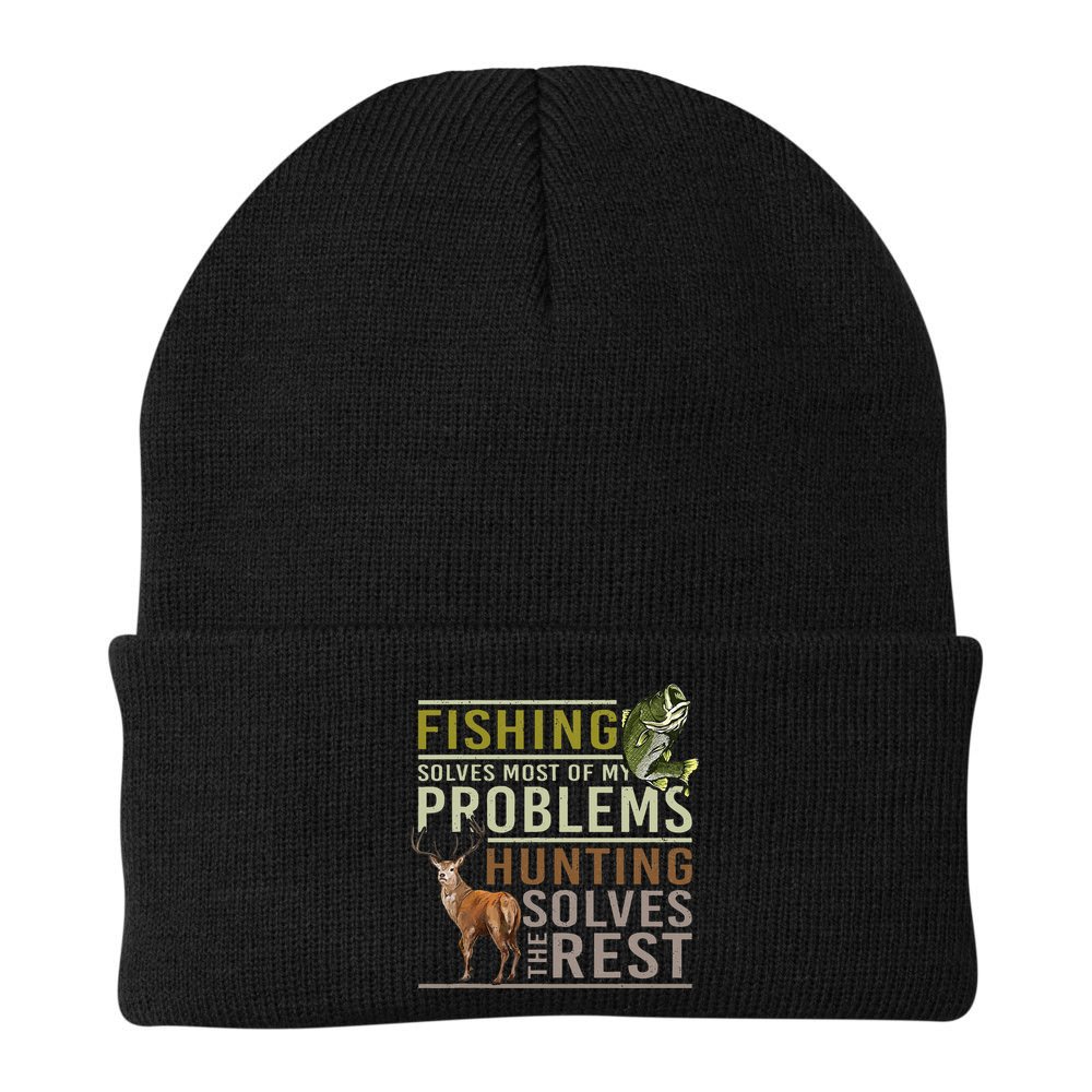 Fishing Solves Most Of My Problems Hunting Beanie