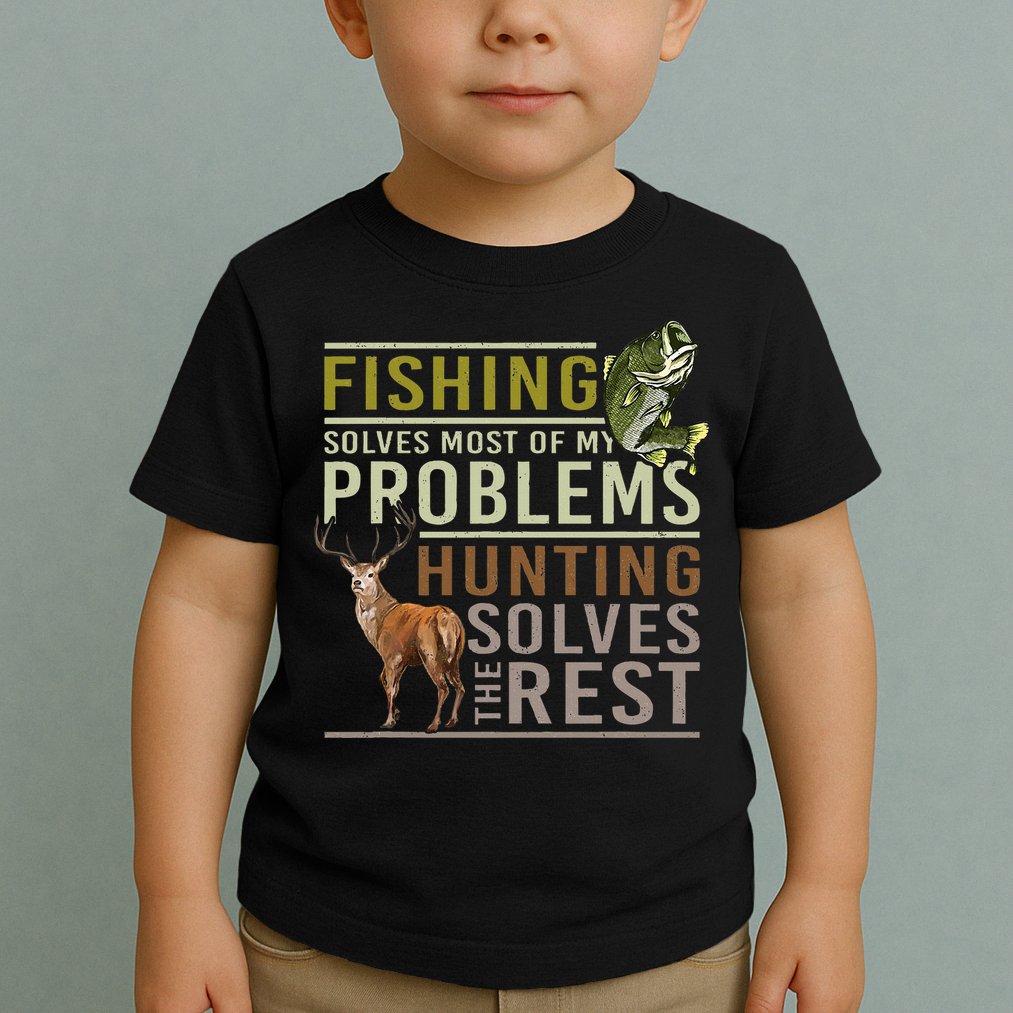 Fishing Solves Most Of My Problems Hunting Toddler T-Shirt
