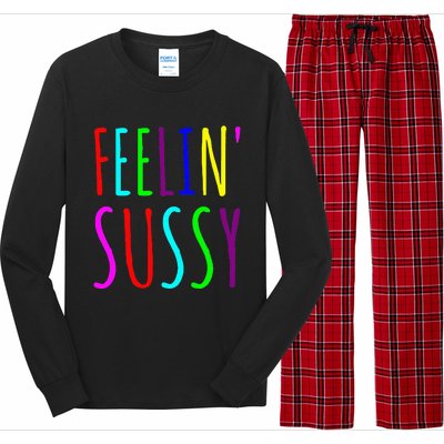 Feelin Sussy Mobile Gamer Funny Sus Imposter Crew Colors Long Sleeve Pajama Set