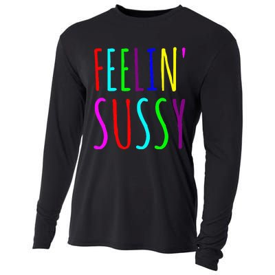 Feelin Sussy Mobile Gamer Funny Sus Imposter Crew Colors Cooling Performance Long Sleeve Crew