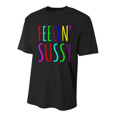 Feelin Sussy Mobile Gamer Funny Sus Imposter Crew Colors Youth Performance Sprint T-Shirt