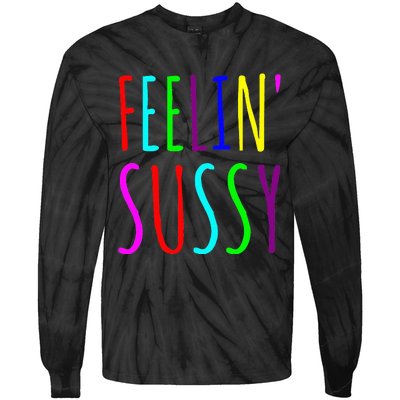 Feelin Sussy Mobile Gamer Funny Sus Imposter Crew Colors Tie-Dye Long Sleeve Shirt