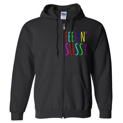 Feelin Sussy Mobile Gamer Funny Sus Imposter Crew Colors Full Zip Hoodie