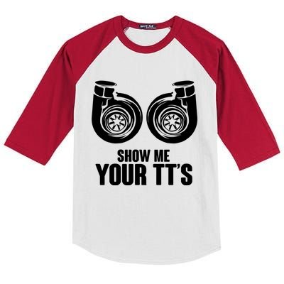 Funny Show Me Your Tt's Twin Turbo Car Racing Great Gift Kids Colorblock Raglan Jersey