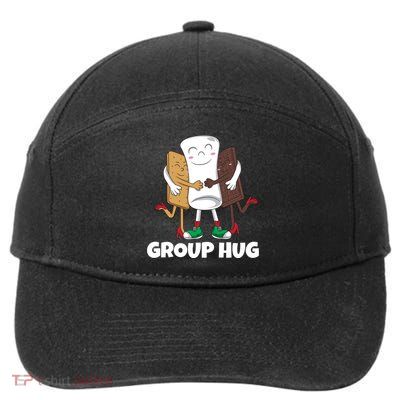 Funny Smores Marshmallow Chocolate Camping Group Hug Cool Gift 7-Panel Snapback Hat