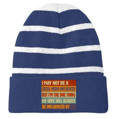 Funny Social Media Influencer Love Husband Internet Striped Beanie with Solid Band