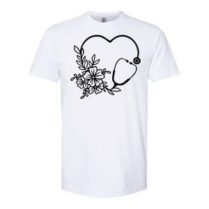 Floral Stethoscope Medical Instruts Health Workers Gift Softstyle CVC T-Shirt