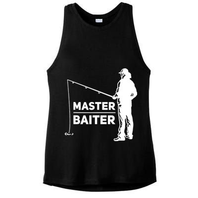 Funny Saying Master Baiter Fishing Fishermen Ladies PosiCharge Tri-Blend Wicking Tank