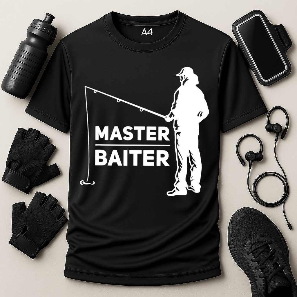 Funny Saying Master Baiter Fishing Fishermen Cooling Performance Crew T-Shirt