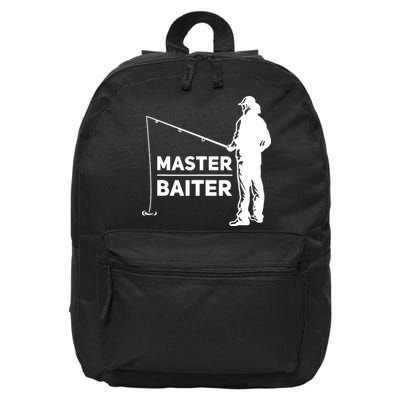 Funny Saying Master Baiter Fishing Fishermen 16 in Basic Backpack