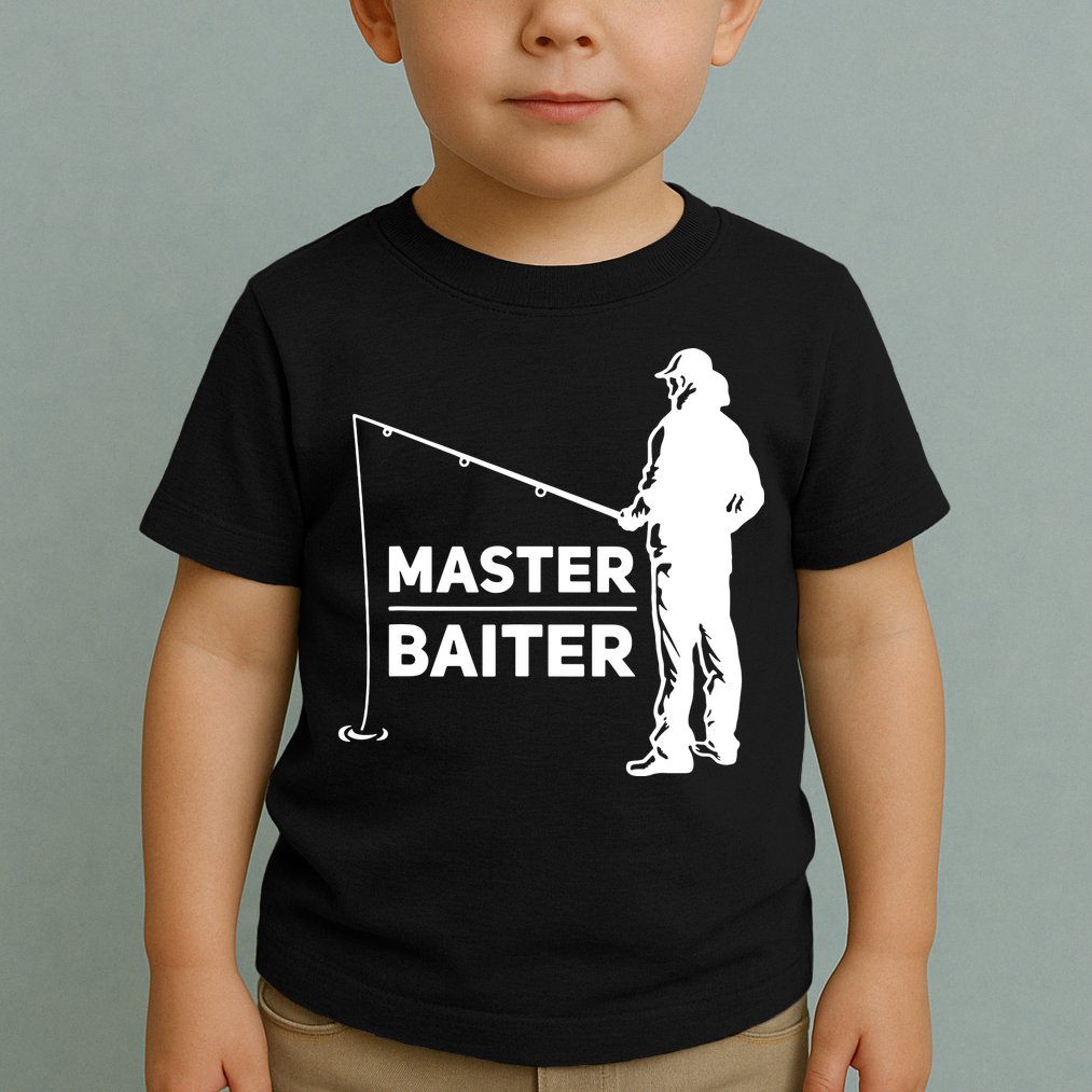 Funny Saying Master Baiter Fishing Fishermen Toddler T-Shirt