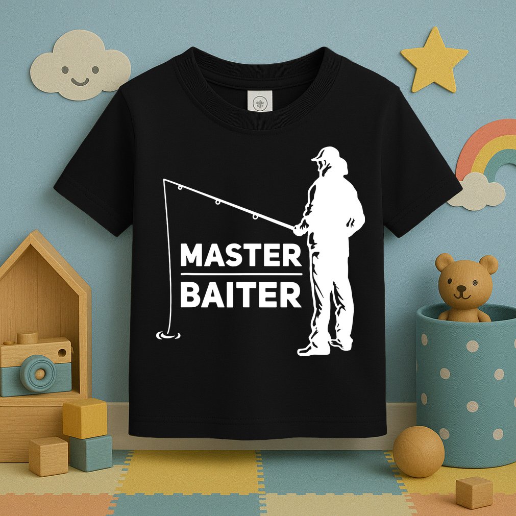 Funny Saying Master Baiter Fishing Fishermen Toddler T-Shirt