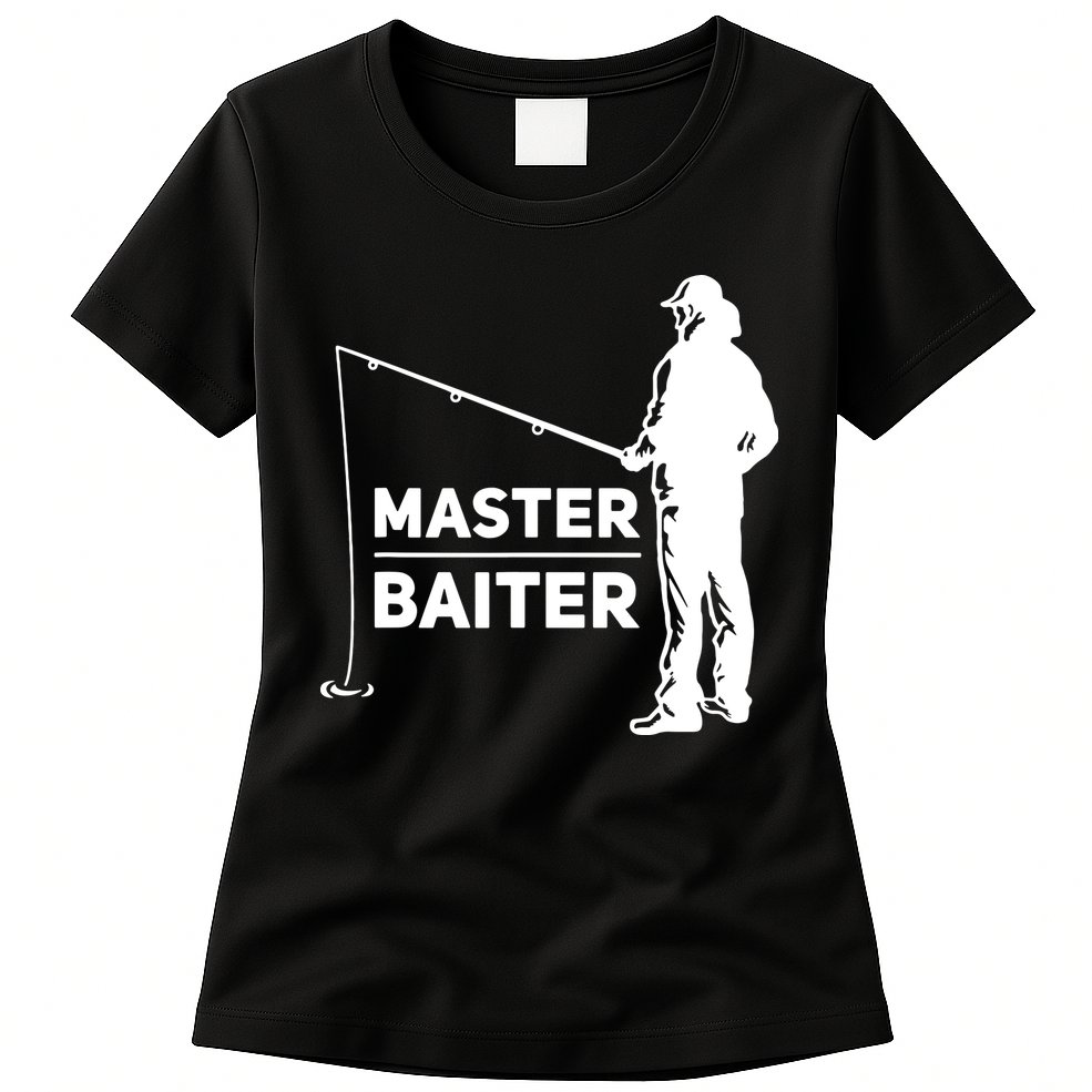 Funny Saying Master Baiter Fishing Fishermen Womens T-Shirt