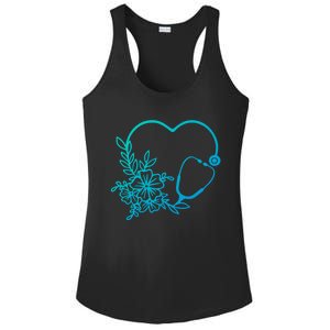 Floral Stethoscope Medical Instruts Health Workers Gift Ladies PosiCharge Competitor Racerback Tank