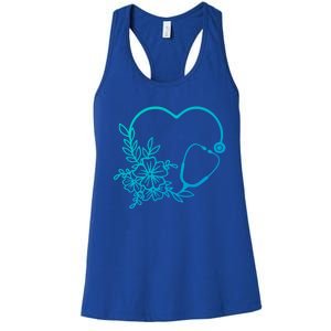 Floral Stethoscope Medical Instruts Health Workers Gift Women's Racerback Tank