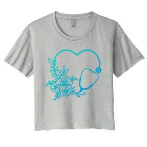 Floral Stethoscope Medical Instruts Health Workers Gift Women's Crop Top Tee