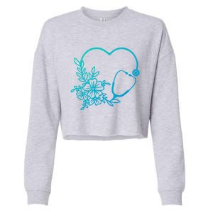 Floral Stethoscope Medical Instruts Health Workers Gift Cropped Pullover Crew