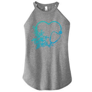 Floral Stethoscope Medical Instruts Health Workers Gift Women's Perfect Tri Rocker Tank