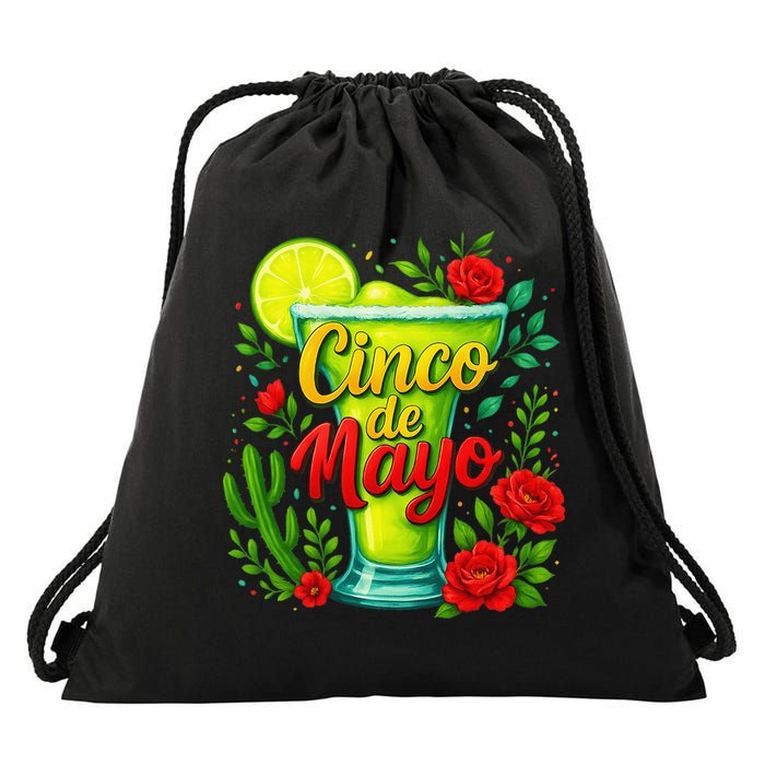 Feelin Salty Margarita Cinco De Mayo Vibes For Mexican Drawstring Bag