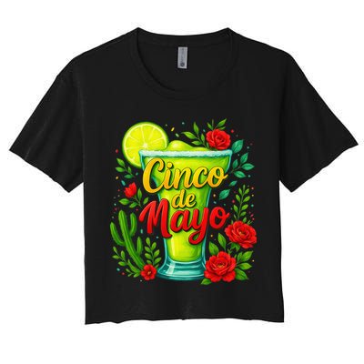 Feelin Salty Margarita Cinco De Mayo Vibes For Mexican Women's Crop Top Tee