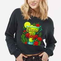 Feelin Salty Margarita Cinco De Mayo Vibes For Mexican Cropped Pullover Crew