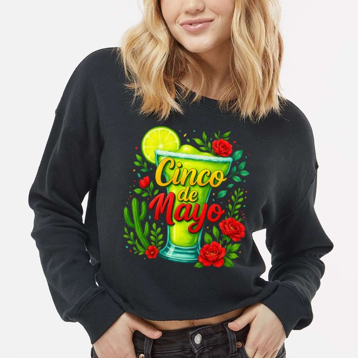 Feelin Salty Margarita Cinco De Mayo Vibes For Mexican Cropped Pullover Crew