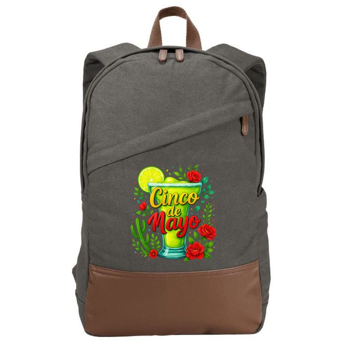 Feelin Salty Margarita Cinco De Mayo Vibes For Mexican Cotton Canvas Backpack