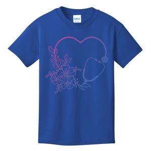 Floral Stethoscope Medical Instruts Health Workers Gift Kids T-Shirt