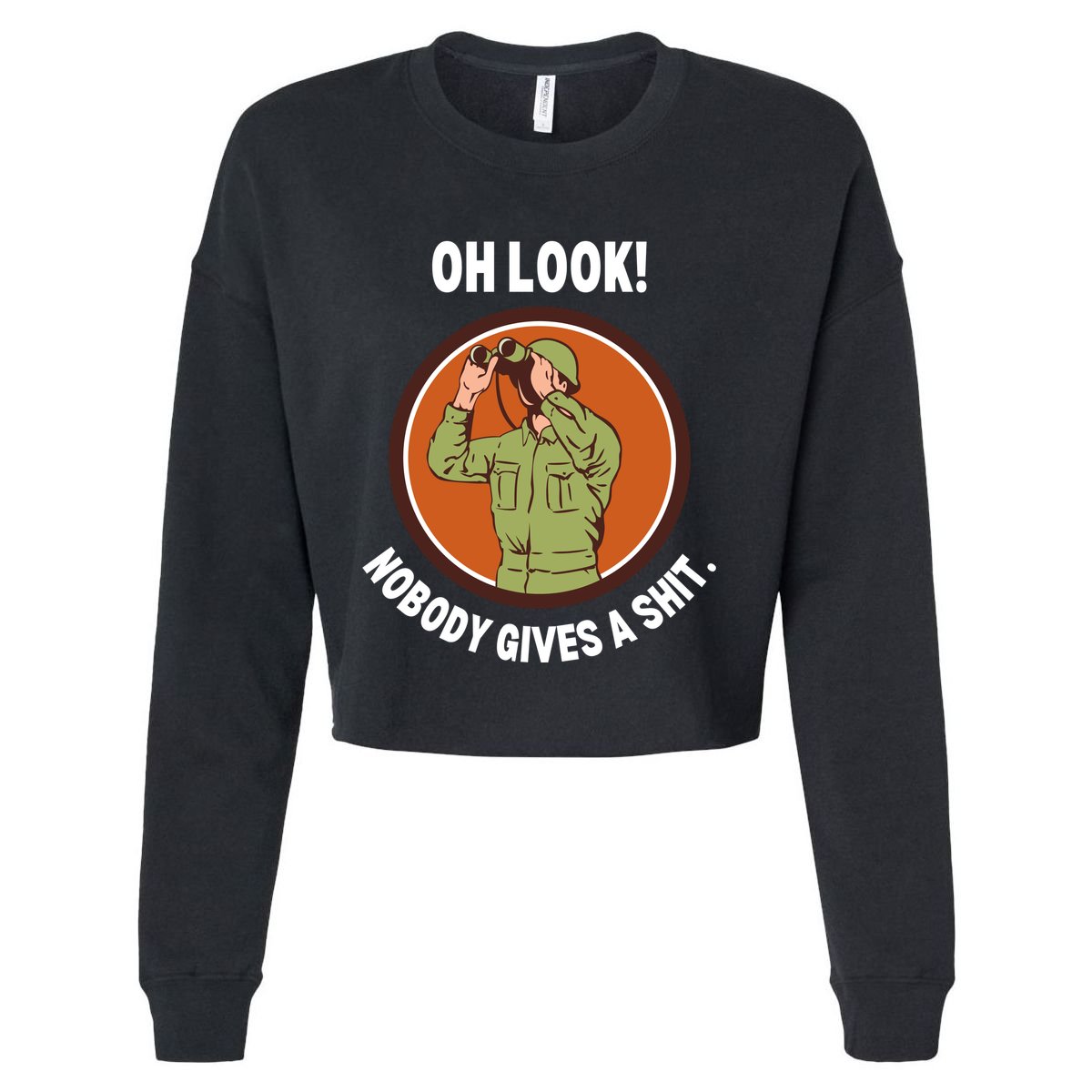 Funny Sarcastic Men Says Oh Look Nobody Gives A Shit Funny Novelty Sayings Cropped Pullover Crew