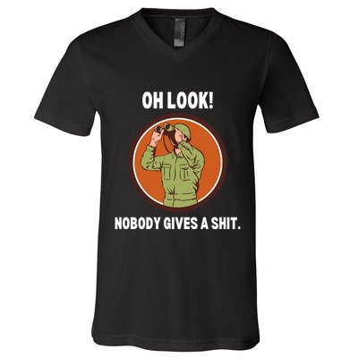 Funny Sarcastic Men Says Oh Look Nobody Gives A Shit Funny Novelty Sayings V-Neck T-Shirt