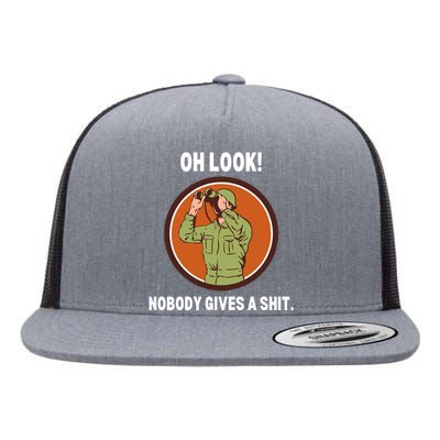 Funny Sarcastic Men Says Oh Look Nobody Gives A Shit Funny Novelty Sayings Flat Bill Trucker Hat