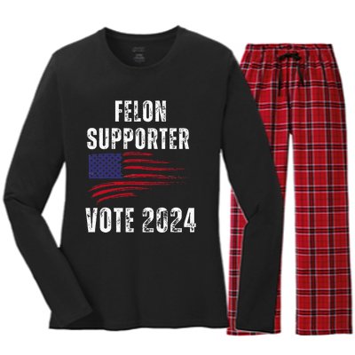 Felon Supporter Meme Voting Humor Make Your Vote Count Women's Long Sleeve Flannel Pajama Set 