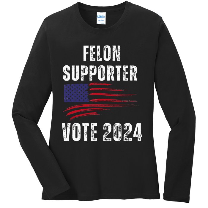 Felon Supporter Meme Voting Humor Make Your Vote Count Ladies Long Sleeve Shirt