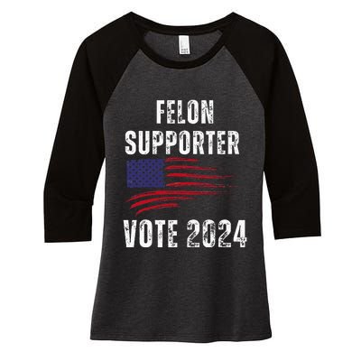 Felon Supporter Meme Voting Humor Make Your Vote Count Women's Tri-Blend 3/4-Sleeve Raglan Shirt