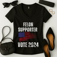 Felon Supporter Meme Voting Humor Make Your Vote Count Women's V-Neck T-Shirt