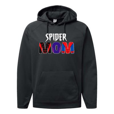 Funny Spider Mom For Birthday Matching Famil Performance Fleece Hoodie