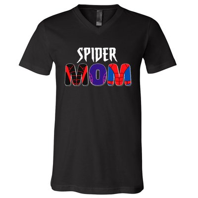 Funny Spider Mom For Birthday Matching Famil V-Neck T-Shirt