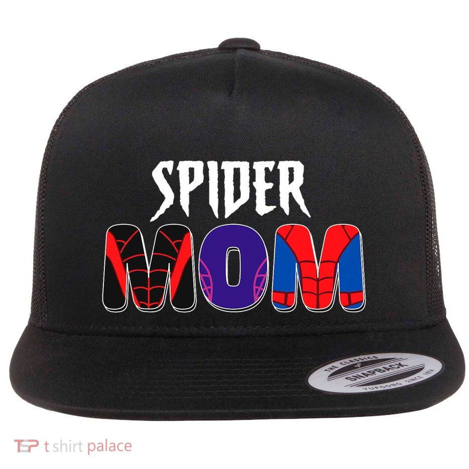 Funny Spider Mom For Birthday Matching Famil Flat Bill Trucker Hat