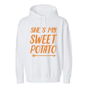 Funny Shes My Sweet Potato For Matching Couple Thanksgiving Garment-Dyed Fleece Hoodie