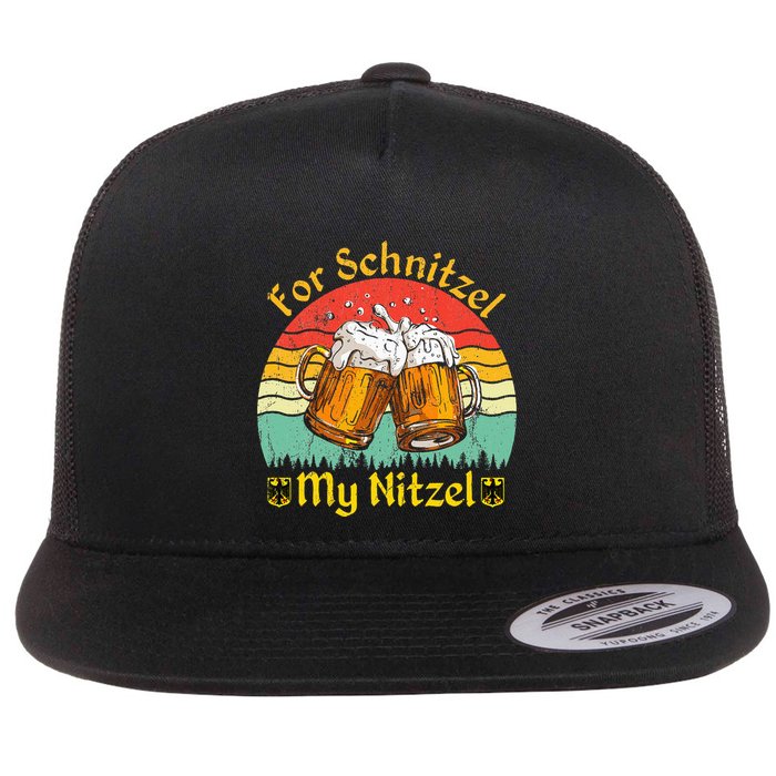 For Schnitzel My Nitzel Funny Oktoberfest Flat Bill Trucker Hat