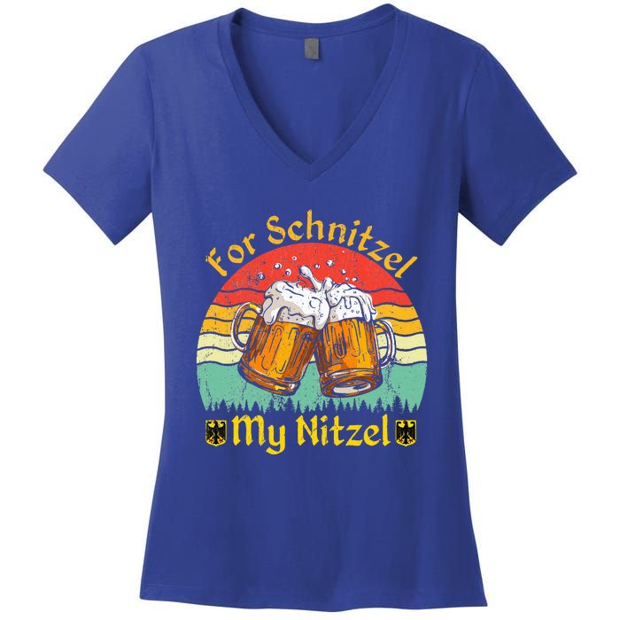 For Schnitzel My Nitzel Funny Oktoberfest Women's V-Neck T-Shirt