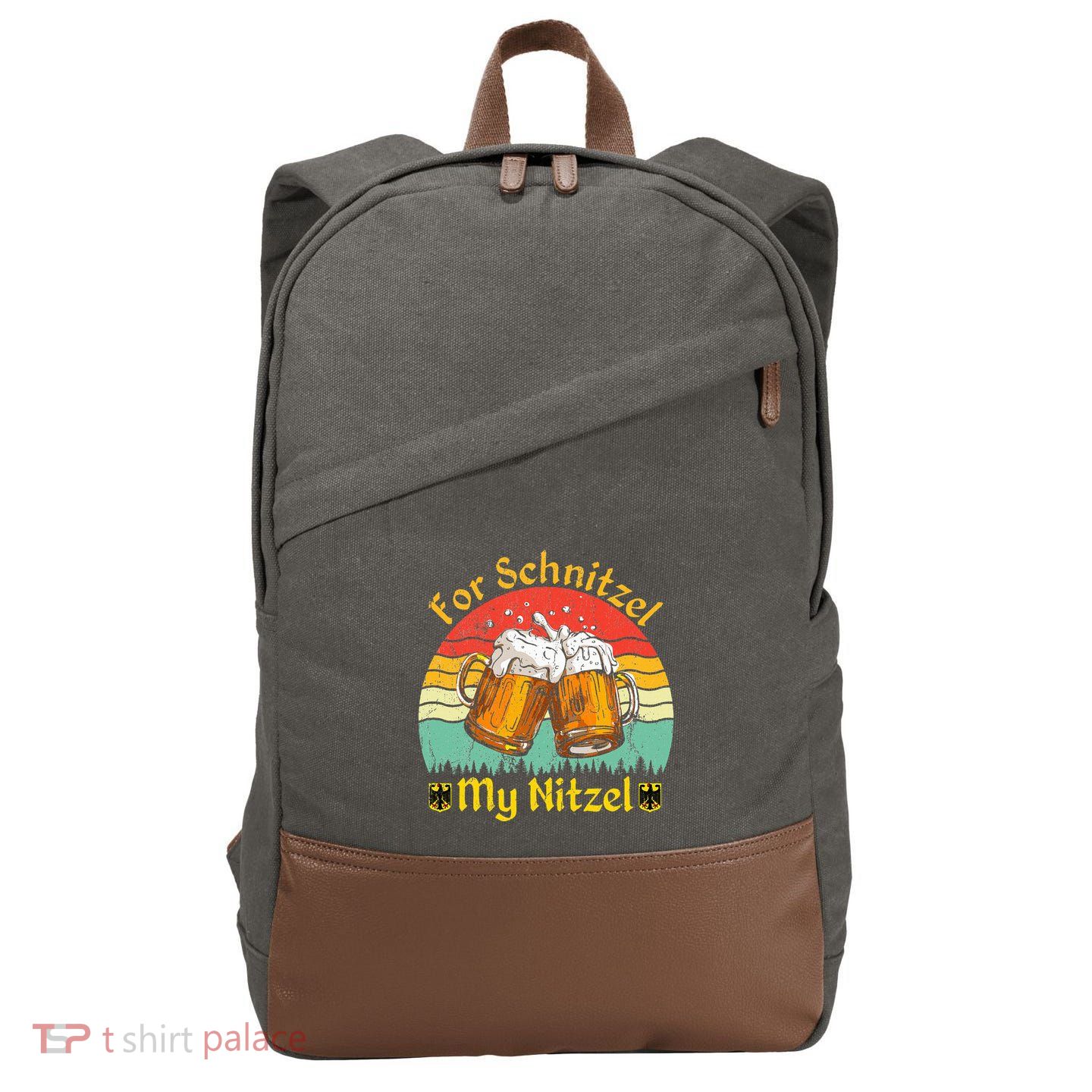 For Schnitzel My Nitzel Funny Oktoberfest Cotton Canvas Backpack