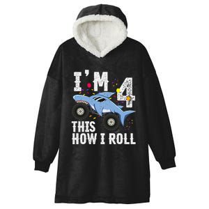 Funny Shark Monster Truck 4th 2015 Birthday Hooded Wearable Blanket